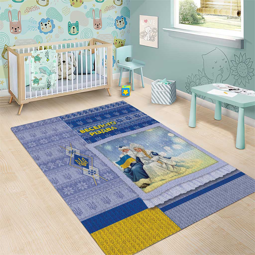 Ukraine Ded Moroz And Snegurochka Christmas Area Rug With Wool Effect Patterns - Wonder Print Shop