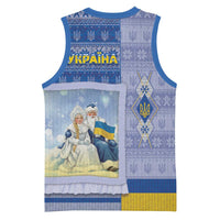 Ukraine Ded Moroz And Snegurochka Christmas Basketball Jersey With Wool Effect Patterns - Wonder Print Shop