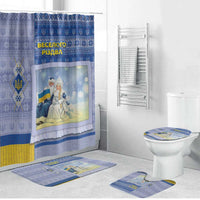 Ukraine Ded Moroz And Snegurochka Christmas Bathroom Set With Wool Effect Patterns - Wonder Print Shop