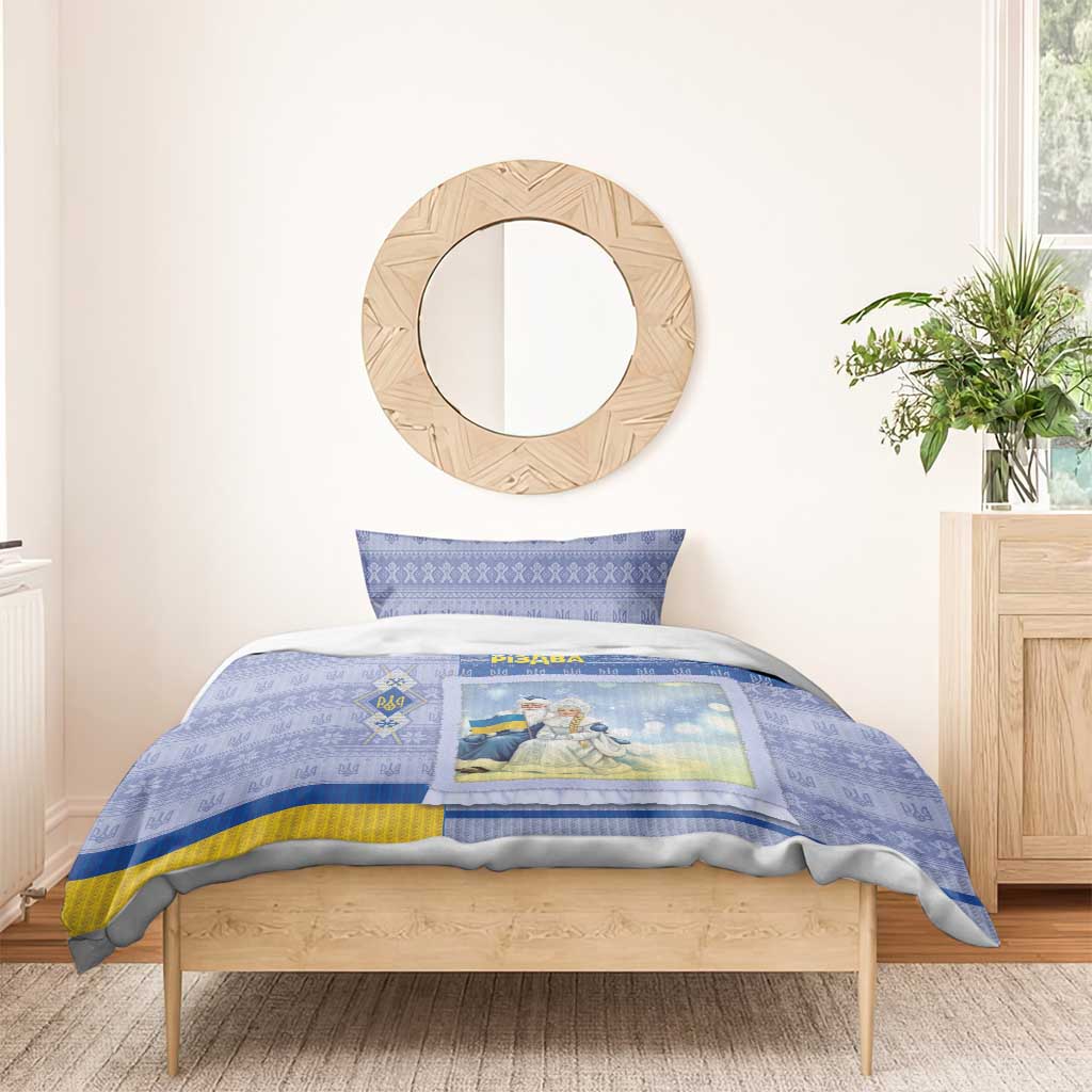 Ukraine Ded Moroz And Snegurochka Christmas Bedding Set With Wool Effect Patterns - Wonder Print Shop