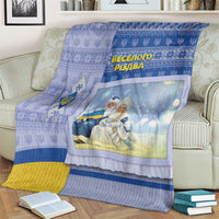 Ukraine Ded Moroz And Snegurochka Christmas Blanket With Wool Effect Patterns - Wonder Print Shop
