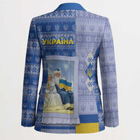 Ukraine Ded Moroz And Snegurochka Christmas Blazer With Wool Effect Patterns - Wonder Print Shop