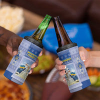 Ukraine Ded Moroz And Snegurochka Christmas 4 in 1 Can Cooler Tumbler With Wool Effect Patterns - Wonder Print Shop