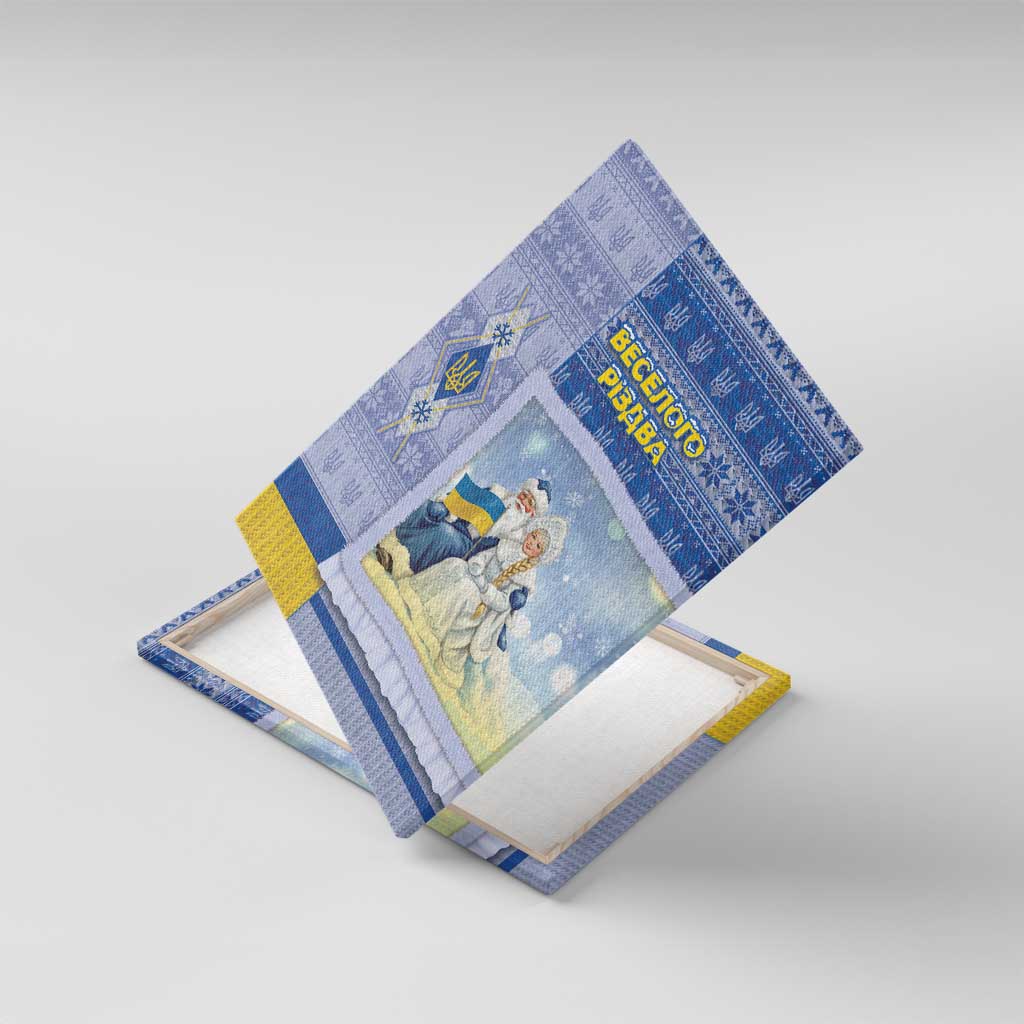 Ukraine Ded Moroz And Snegurochka Christmas Canvas Wall Art With Wool Effect Patterns - Wonder Print Shop