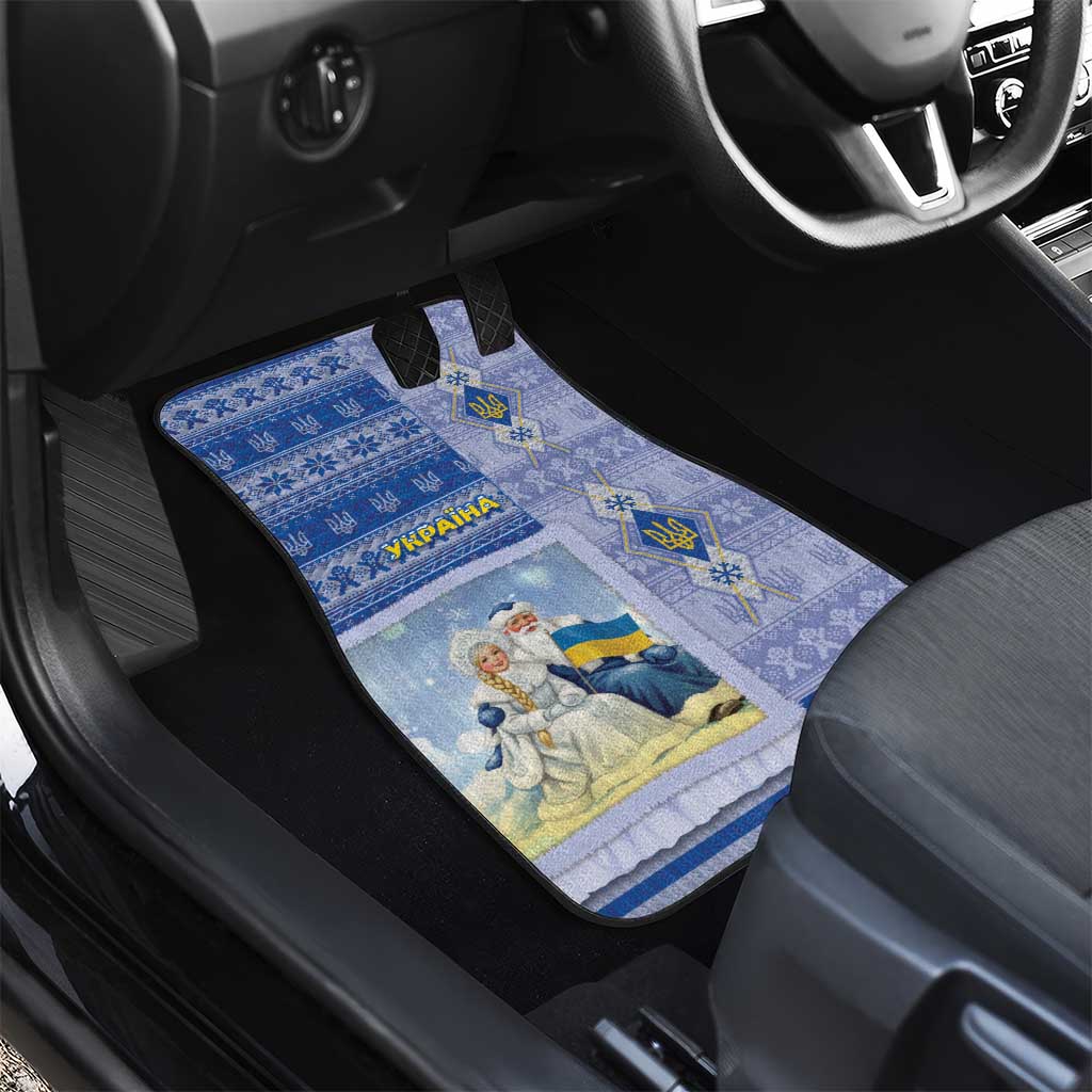 Ukraine Ded Moroz And Snegurochka Christmas Car Mats With Wool Effect Patterns - Wonder Print Shop