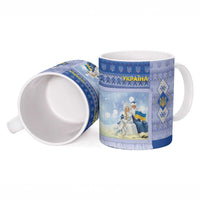 Ukraine Ded Moroz And Snegurochka Christmas Ceramic Mug With Wool Effect Patterns - Wonder Print Shop