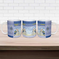 Ukraine Ded Moroz And Snegurochka Christmas Ceramic Mug With Wool Effect Patterns - Wonder Print Shop