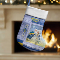 Ukraine Ded Moroz And Snegurochka Christmas Stocking With Wool Effect Patterns - Wonder Print Shop