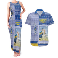 Ukraine Ded Moroz And Snegurochka Christmas Couples Matching Tank Maxi Dress and Hawaiian Shirt With Wool Effect Patterns - Wonder Print Shop