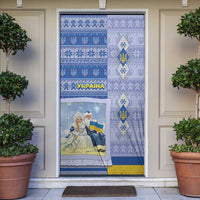 Ukraine Ded Moroz And Snegurochka Christmas Door Cover With Wool Effect Patterns - Wonder Print Shop