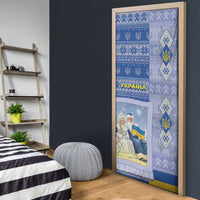 Ukraine Ded Moroz And Snegurochka Christmas Door Cover With Wool Effect Patterns - Wonder Print Shop