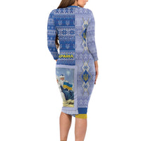 Ukraine Ded Moroz And Snegurochka Christmas Family Matching Long Sleeve Bodycon Dress and Hawaiian Shirt With Wool Effect Patterns - Wonder Print Shop