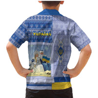 Ukraine Ded Moroz And Snegurochka Christmas Family Matching Mermaid Dress and Hawaiian Shirt With Wool Effect Patterns - Wonder Print Shop