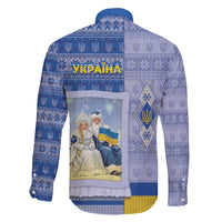 Ukraine Ded Moroz And Snegurochka Christmas Family Matching Short Sleeve Bodycon Dress and Hawaiian Shirt With Wool Effect Patterns - Wonder Print Shop
