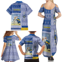 Ukraine Ded Moroz And Snegurochka Christmas Family Matching Summer Maxi Dress and Hawaiian Shirt With Wool Effect Patterns - Wonder Print Shop