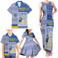 Ukraine Ded Moroz And Snegurochka Christmas Family Matching Tank Maxi Dress and Hawaiian Shirt With Wool Effect Patterns - Wonder Print Shop