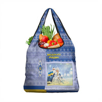 Ukraine Ded Moroz And Snegurochka Christmas Grocery Bag With Wool Effect Patterns - Wonder Print Shop