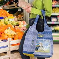 Ukraine Ded Moroz And Snegurochka Christmas Grocery Bag With Wool Effect Patterns - Wonder Print Shop