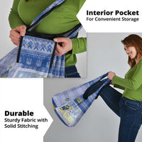 Ukraine Ded Moroz And Snegurochka Christmas Grocery Bag With Wool Effect Patterns - Wonder Print Shop