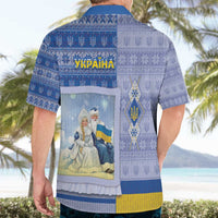Ukraine Ded Moroz And Snegurochka Christmas Hawaiian Shirt With Wool Effect Patterns - Wonder Print Shop