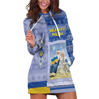 Ukraine Ded Moroz And Snegurochka Christmas Hoodie Dress With Wool Effect Patterns - Wonder Print Shop