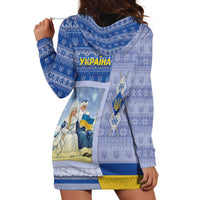 Ukraine Ded Moroz And Snegurochka Christmas Hoodie Dress With Wool Effect Patterns - Wonder Print Shop