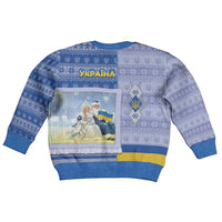 Ukraine Ded Moroz And Snegurochka Christmas Kid Ugly Christmas Sweater With Wool Effect Patterns - Wonder Print Shop