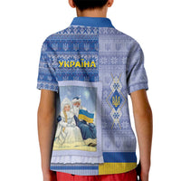 Ukraine Ded Moroz And Snegurochka Christmas Kid Polo Shirt With Wool Effect Patterns - Wonder Print Shop