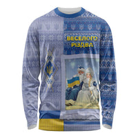 Ukraine Ded Moroz And Snegurochka Christmas Long Sleeve Shirt With Wool Effect Patterns - Wonder Print Shop
