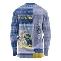Ukraine Ded Moroz And Snegurochka Christmas Long Sleeve Shirt With Wool Effect Patterns - Wonder Print Shop