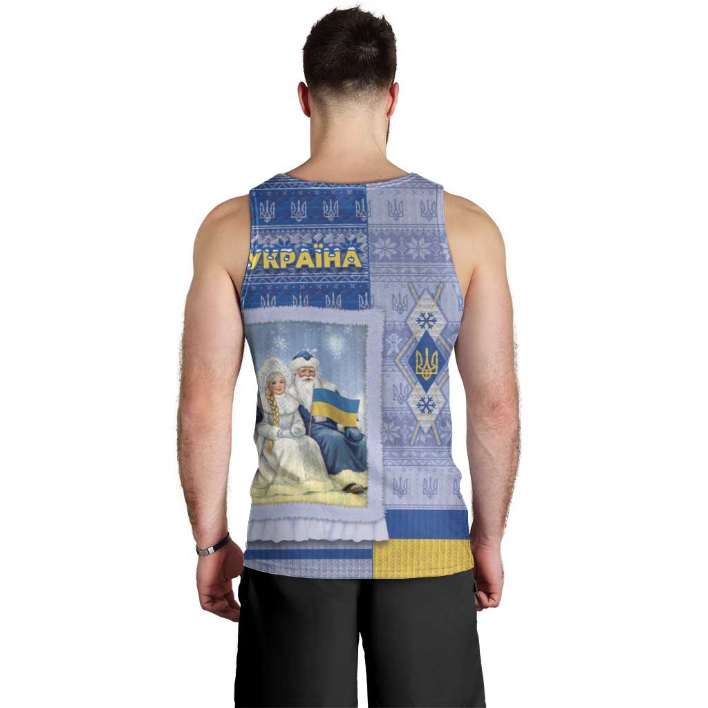 Ukraine Ded Moroz And Snegurochka Christmas Men Tank Top With Wool Effect Patterns - Wonder Print Shop