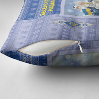 Ukraine Ded Moroz And Snegurochka Christmas Pillow Cover With Wool Effect Patterns - Wonder Print Shop