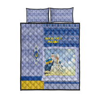 Ukraine Ded Moroz And Snegurochka Christmas Quilt Bed Set With Wool Effect Patterns - Wonder Print Shop