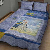 Ukraine Ded Moroz And Snegurochka Christmas Quilt Bed Set With Wool Effect Patterns - Wonder Print Shop