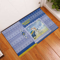 Ukraine Ded Moroz And Snegurochka Christmas Rubber Doormat With Wool Effect Patterns - Wonder Print Shop