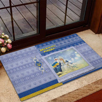 Ukraine Ded Moroz And Snegurochka Christmas Rubber Doormat With Wool Effect Patterns - Wonder Print Shop