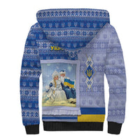 Ukraine Ded Moroz And Snegurochka Christmas Sherpa Hoodie With Wool Effect Patterns - Wonder Print Shop