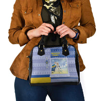 Ukraine Ded Moroz And Snegurochka Christmas Shoulder Handbag With Wool Effect Patterns - Wonder Print Shop