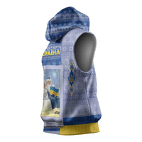 Ukraine Ded Moroz And Snegurochka Christmas Sleeveless Hoodie With Wool Effect Patterns - Wonder Print Shop