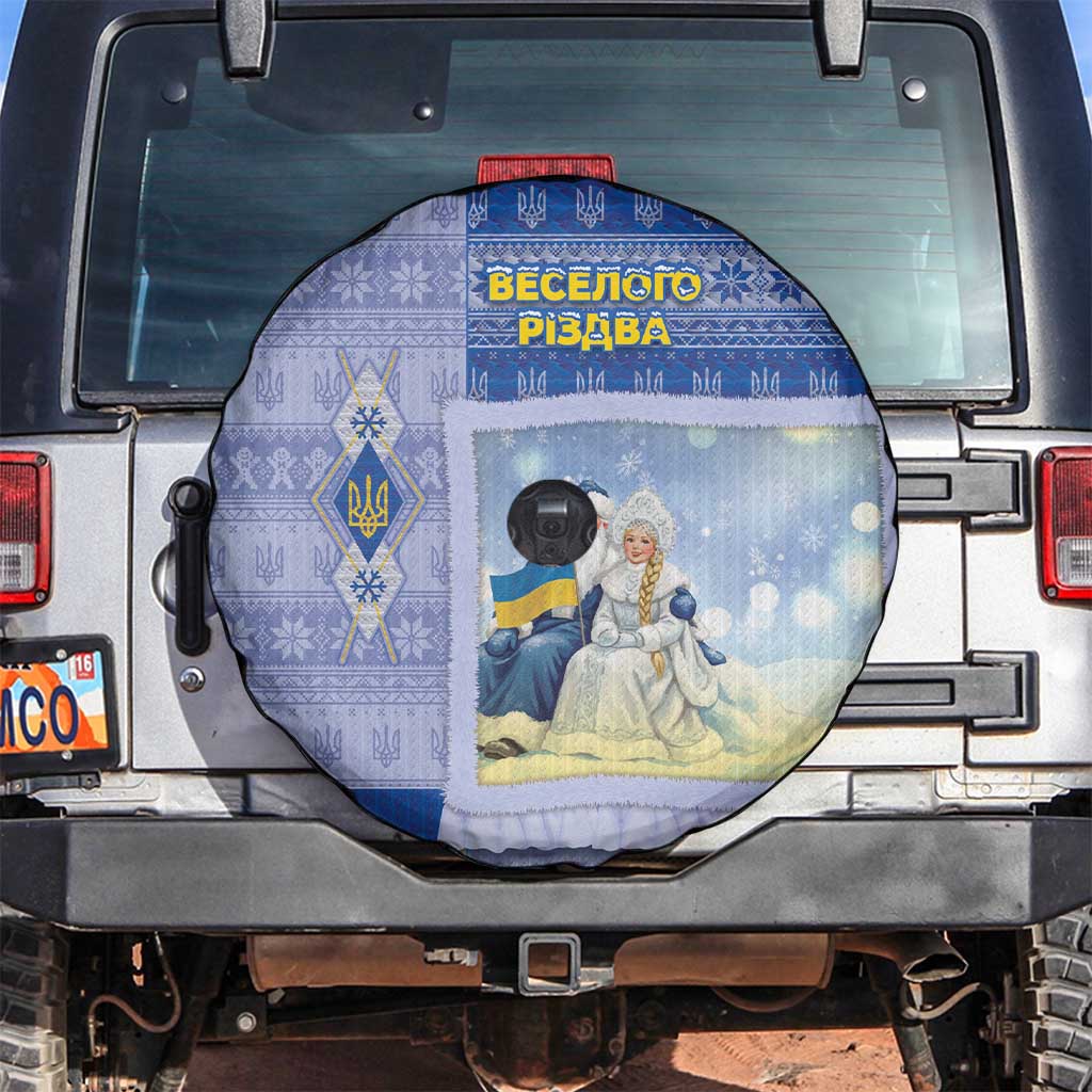 Ukraine Ded Moroz And Snegurochka Christmas Spare Tire Cover With Wool Effect Patterns - Wonder Print Shop