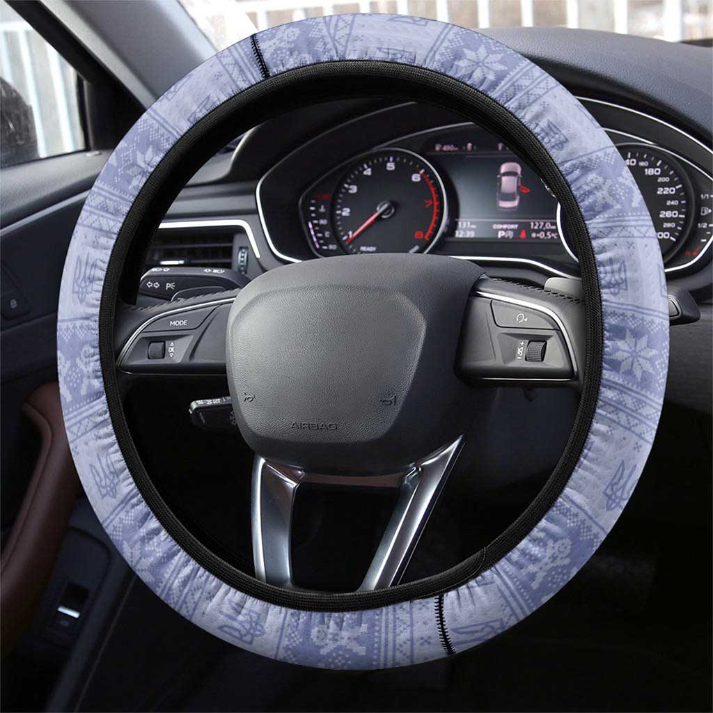 Ukraine Ded Moroz And Snegurochka Christmas Steering Wheel Cover With Wool Effect Patterns - Wonder Print Shop