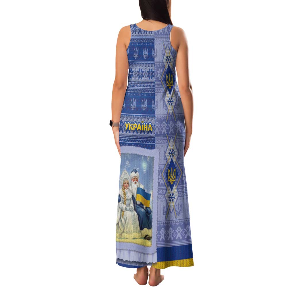 Ukraine Ded Moroz And Snegurochka Christmas Tank Maxi Dress With Wool Effect Patterns - Wonder Print Shop