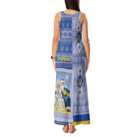 Ukraine Ded Moroz And Snegurochka Christmas Tank Maxi Dress With Wool Effect Patterns - Wonder Print Shop