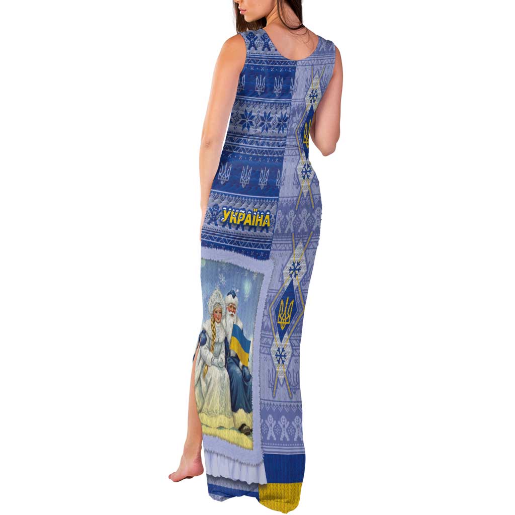 Ukraine Ded Moroz And Snegurochka Christmas Tank Maxi Dress With Wool Effect Patterns - Wonder Print Shop