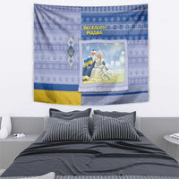 Ukraine Ded Moroz And Snegurochka Christmas Tapestry With Wool Effect Patterns - Wonder Print Shop