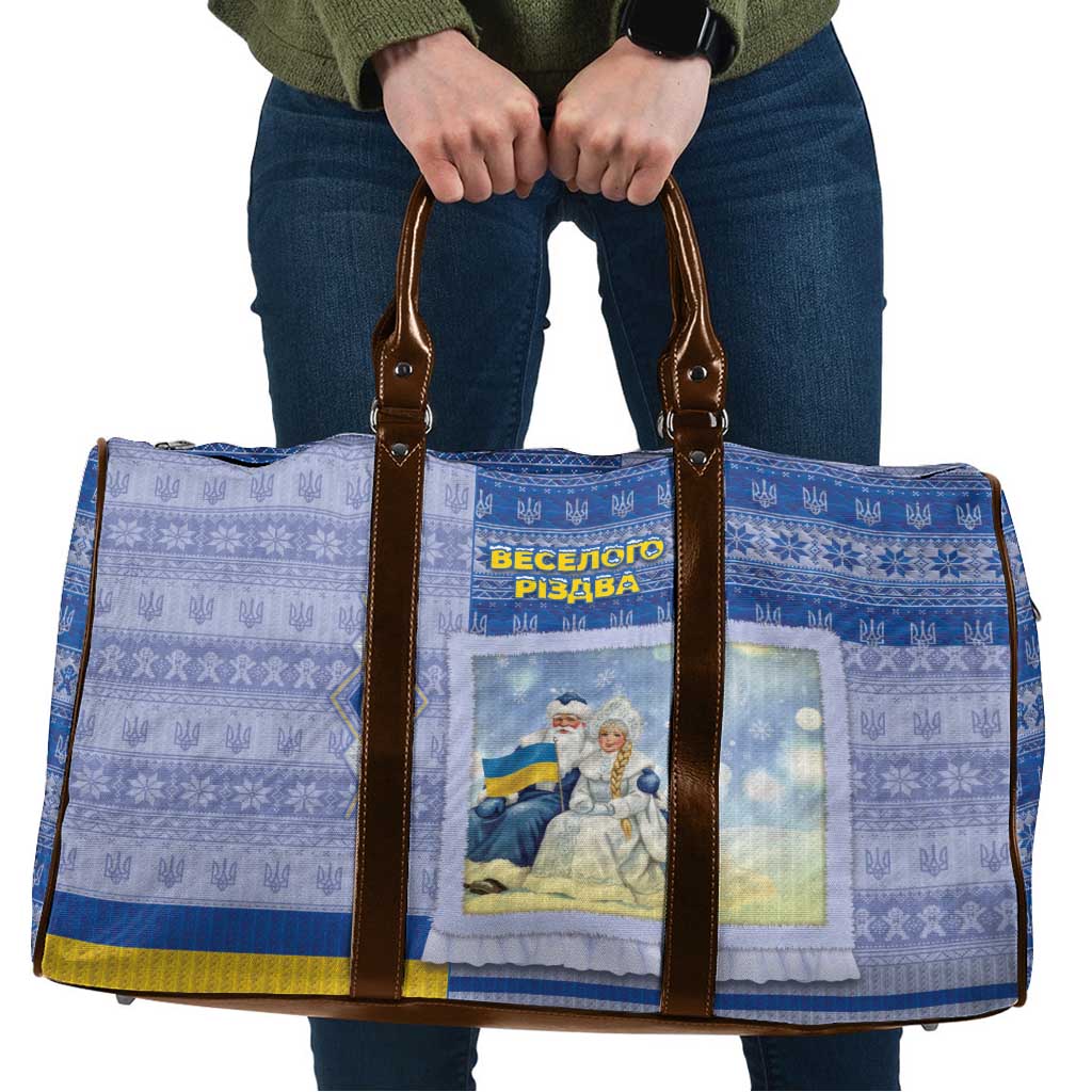Ukraine Ded Moroz And Snegurochka Christmas Travel Bag With Wool Effect Patterns - Wonder Print Shop