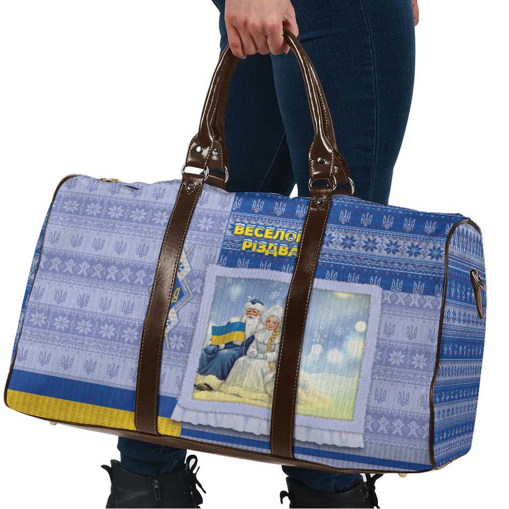 Ukraine Ded Moroz And Snegurochka Christmas Travel Bag With Wool Effect Patterns - Wonder Print Shop