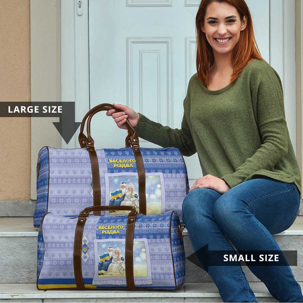 Ukraine Ded Moroz And Snegurochka Christmas Travel Bag With Wool Effect Patterns - Wonder Print Shop
