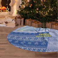 Ukraine Ded Moroz And Snegurochka Christmas Tree Skirt With Wool Effect Patterns - Wonder Print Shop