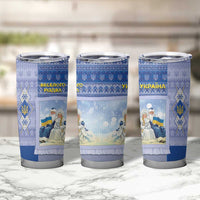 Ukraine Ded Moroz And Snegurochka Christmas Tumbler Cup With Wool Effect Patterns - Wonder Print Shop